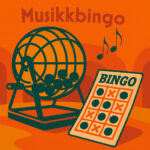 illustrasjon med bingotrommel og bingoblokk